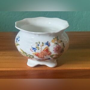 Aynsley Cottage Garden Open Sugar Bowl Butterfly Floral Fine Bone China England